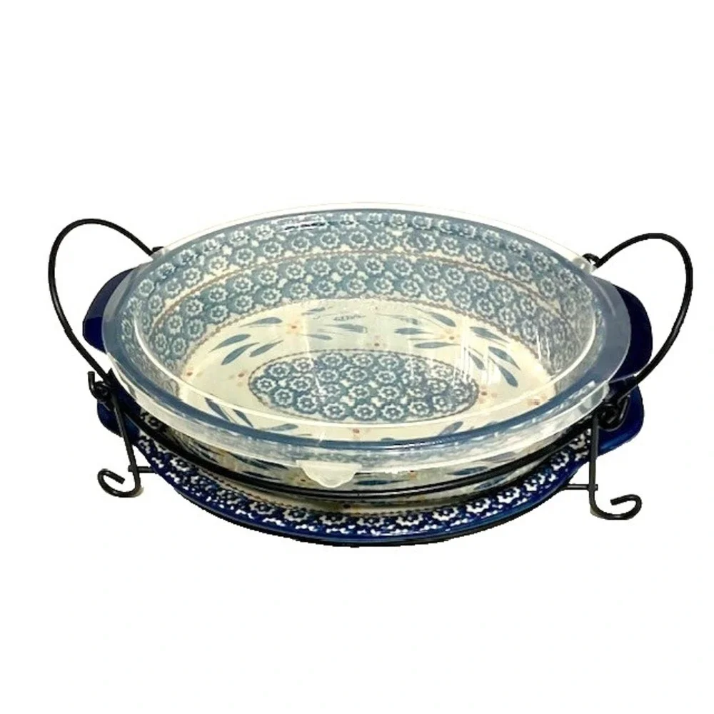 Temp-tations Presentable Ovenware By Tara Old World Blue 2.5 Qt Baking Casserole